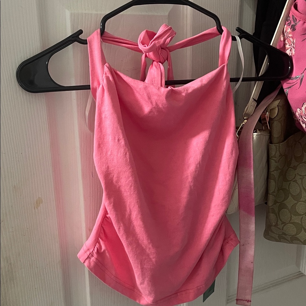 SHEIN Pink Halter Tie-Back Camisole